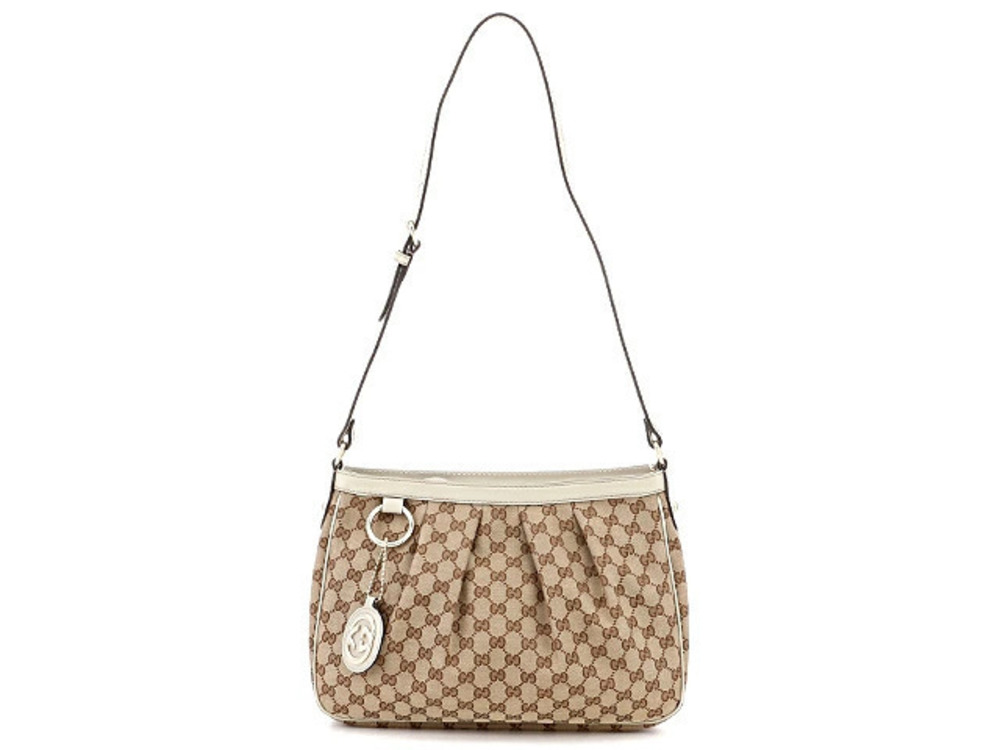 Gucci Bag Shoulder GG Canvas Calf Beige Cream White